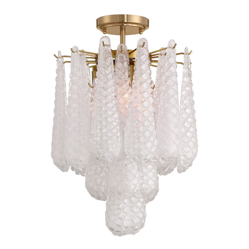 Crystorama Ollie 4Lt Semi Flush Mount, Brass/Sand Clear