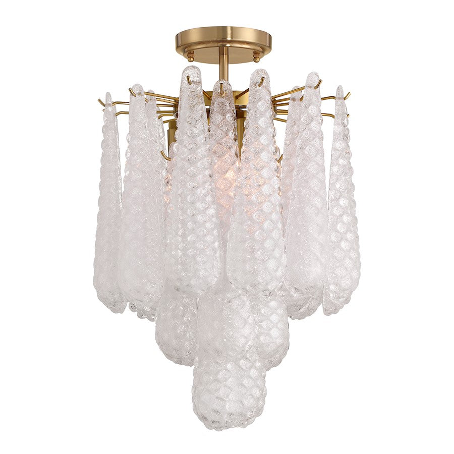 Crystorama Ollie 4Lt Semi Flush Mount, Brass/Sand Clear - OLL-6004-AG-CL-CEILING