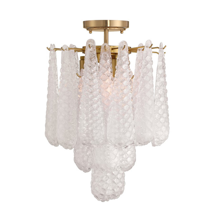 Crystorama Ollie 4Lt Semi Flush Mount, Brass/Sand Clear