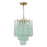 Crystorama Ollie 4 Light Pendant, Aged Brass/Sand Glass Green