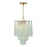 Crystorama Ollie 4 Light Pendant, Aged Brass/Sand Glass Green