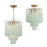 Crystorama Ollie 4 Light Pendant, Aged Brass/Sand Glass Green