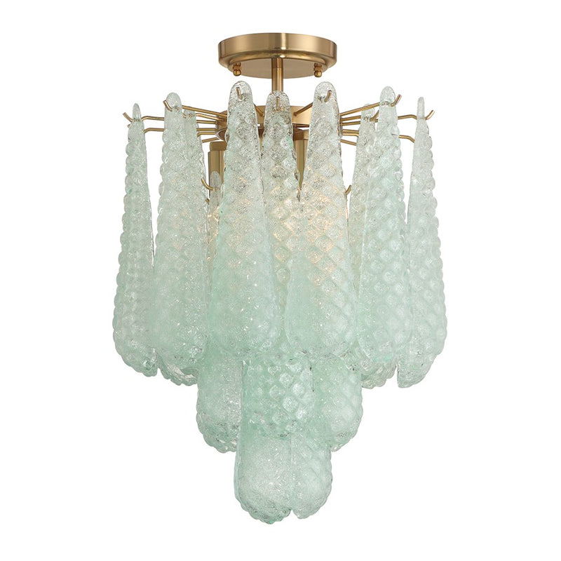 Crystorama Ollie 4Lt Semi Flush Mount, Brass/Sand Green