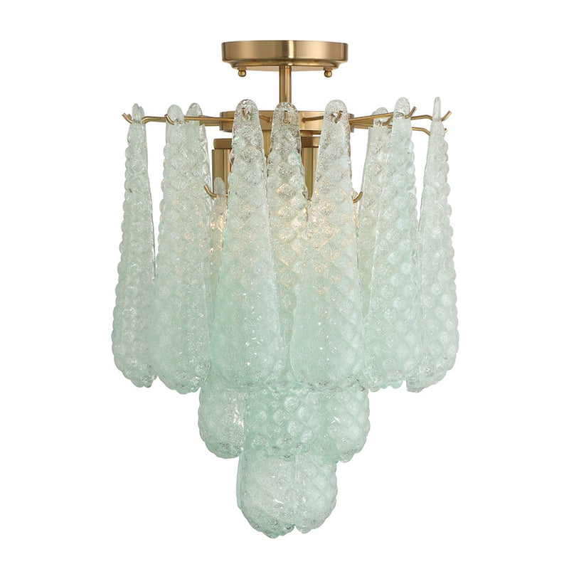 Crystorama Ollie 4Lt Semi Flush Mount, Brass/Sand Green