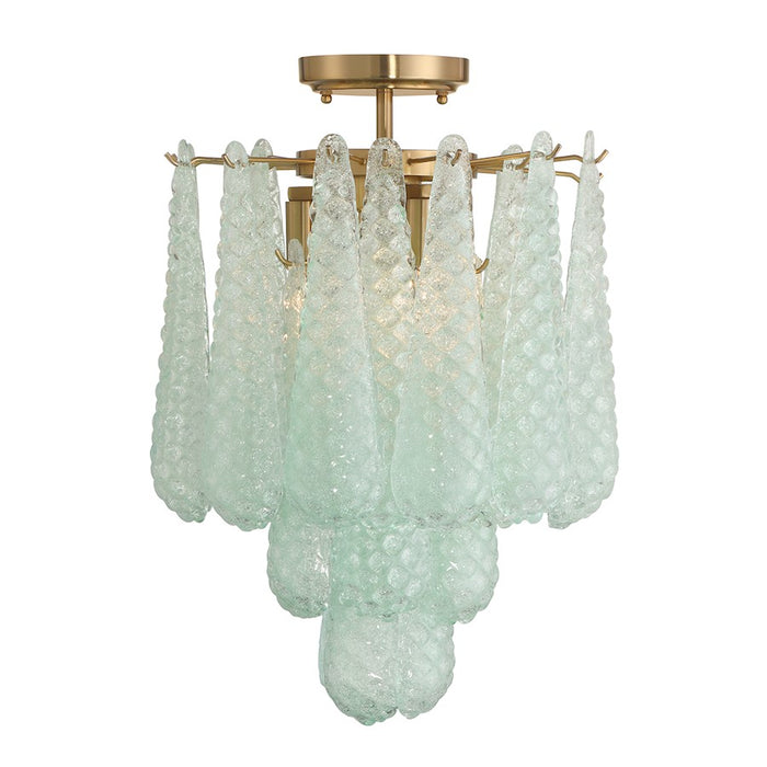 Crystorama Ollie 4Lt Semi Flush Mount, Brass/Sand Green