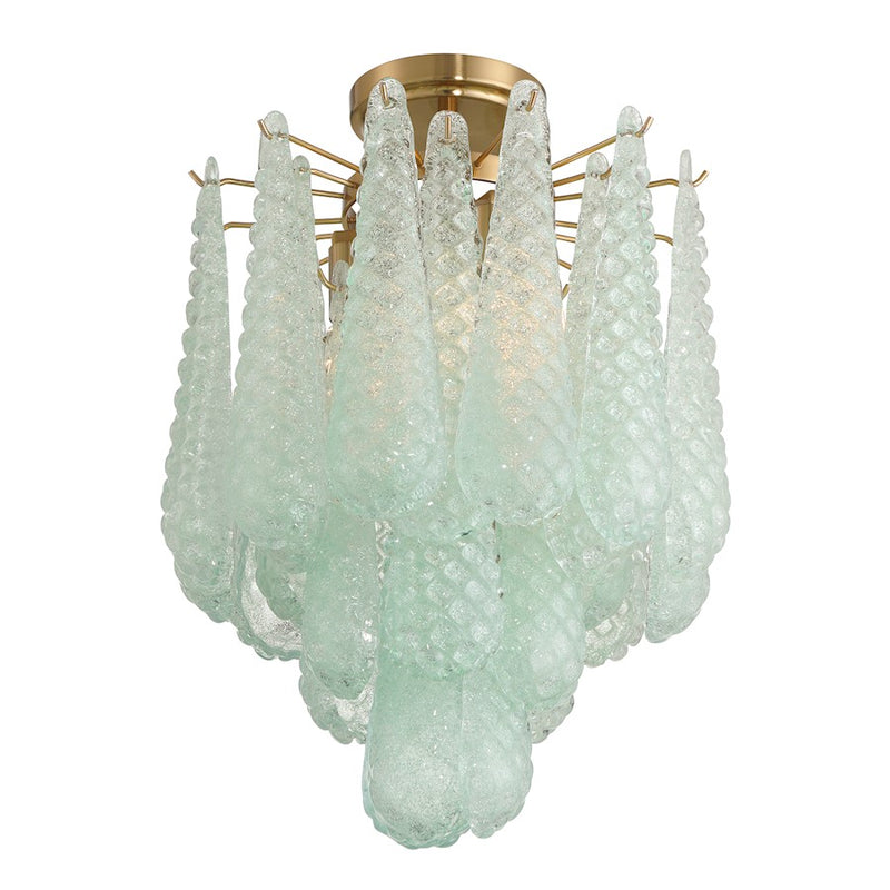 Crystorama Ollie 4Lt Semi Flush Mount, Brass/Sand Green