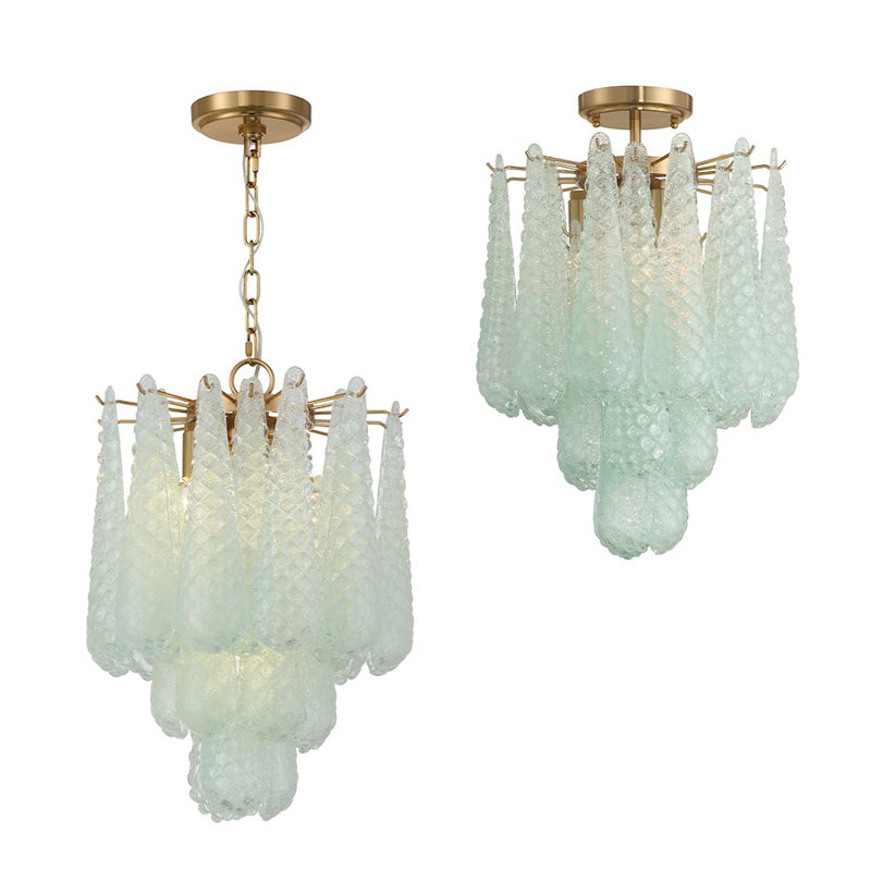 Crystorama Ollie 4Lt Semi Flush Mount, Brass/Sand Green