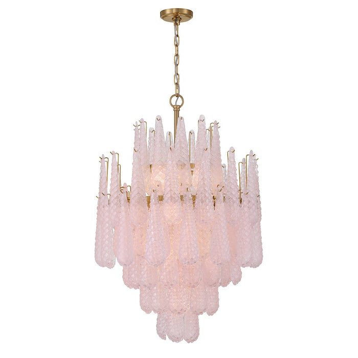 Crystorama Ollie 16 Light Chandelier, Brass/Sand Glass Blush - OLL-6006-AG-BH