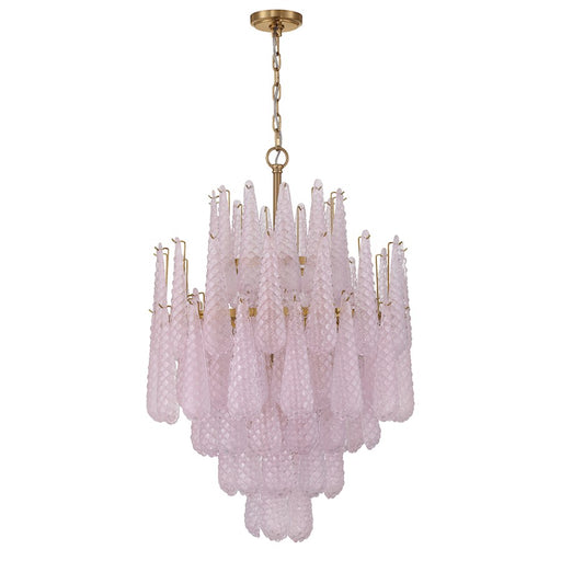 Crystorama Ollie 16 Light Chandelier, Brass/Sand Glass Blush