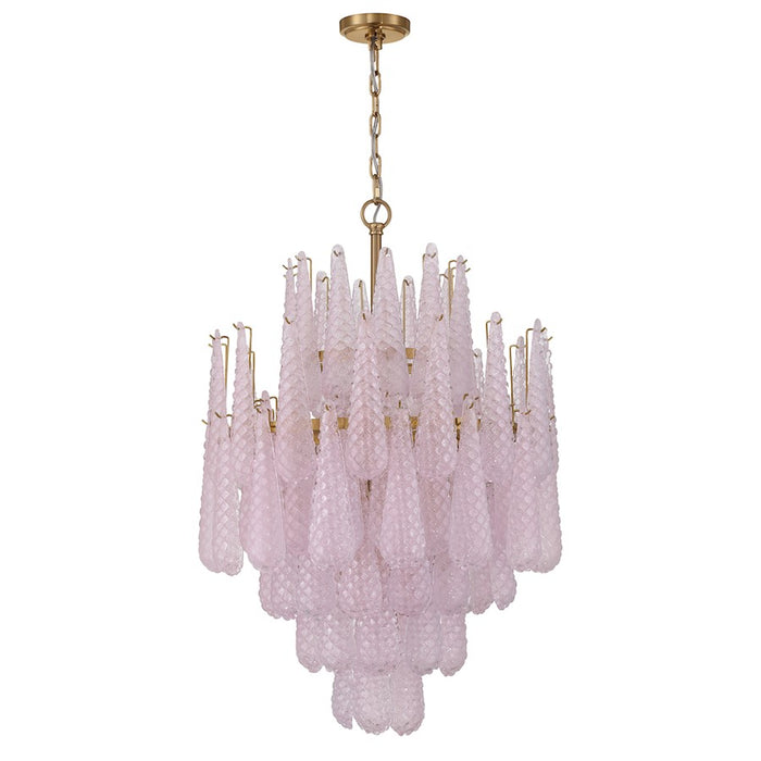 Crystorama Ollie 16 Light Chandelier, Brass/Sand Glass Blush