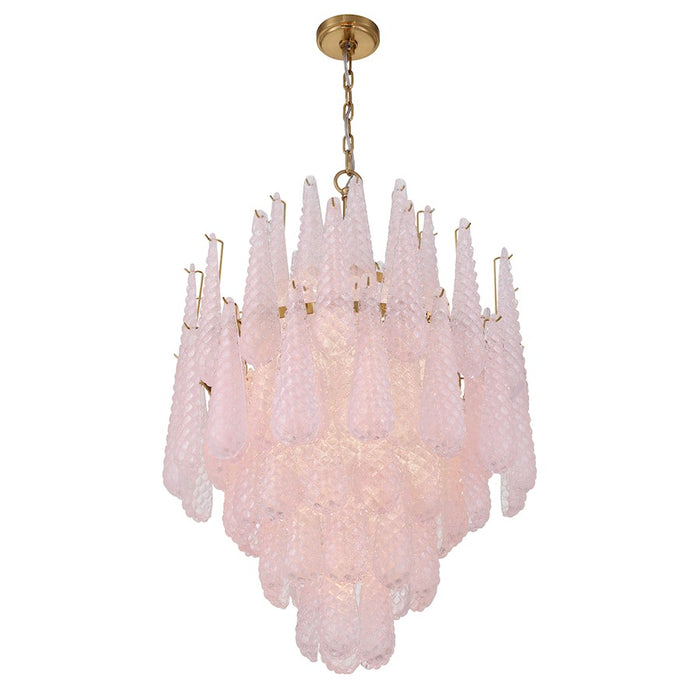 Crystorama Ollie 16 Light Chandelier, Brass/Sand Glass Blush