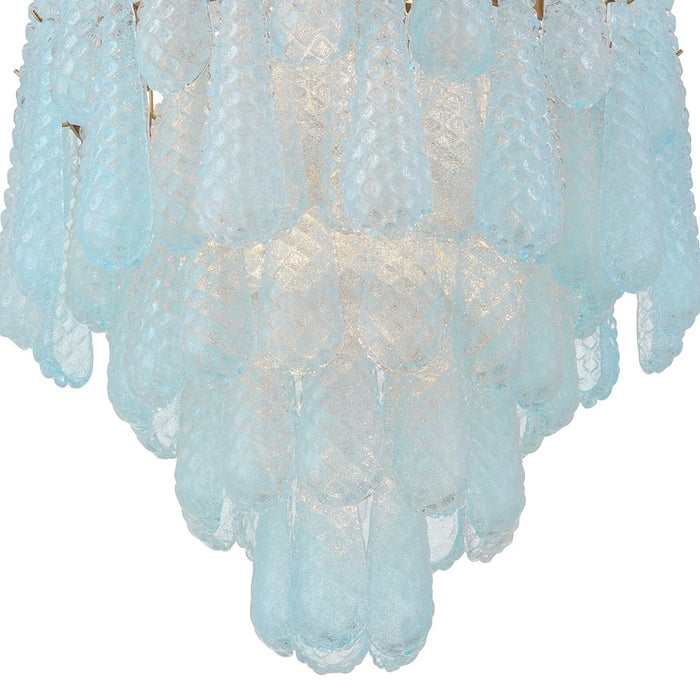 Crystorama Ollie 16 Light Chandelier, Brass/Sand Glass Blue
