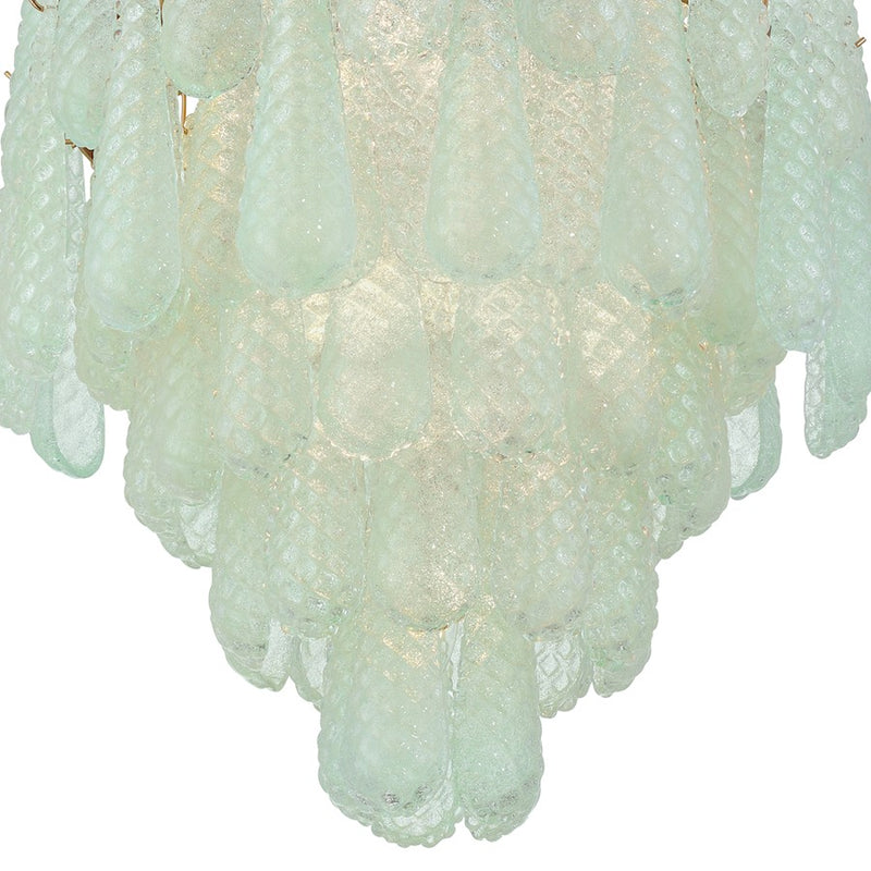 Crystorama Ollie 16 Light Chandelier, Brass/Sand Glass Green
