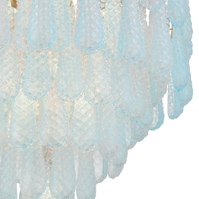 Crystorama Ollie 21 Light Chandelier, Brass/Sand Glass Blue