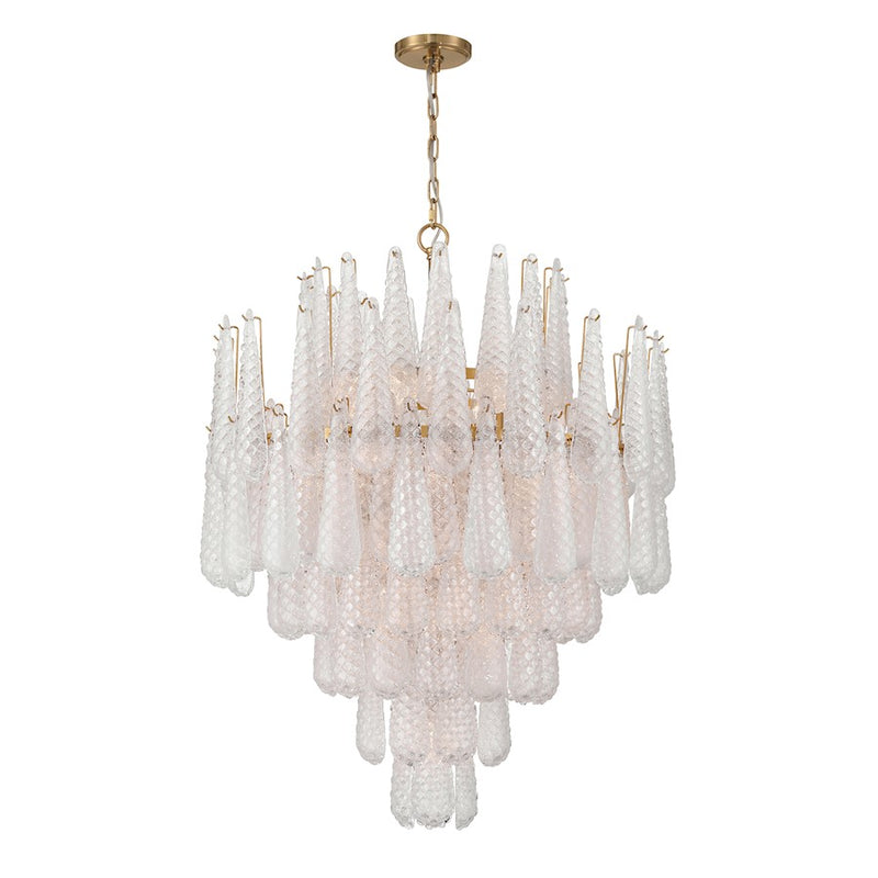 Crystorama Ollie 21 Light Chandelier, Brass/Sand Glass Clear
