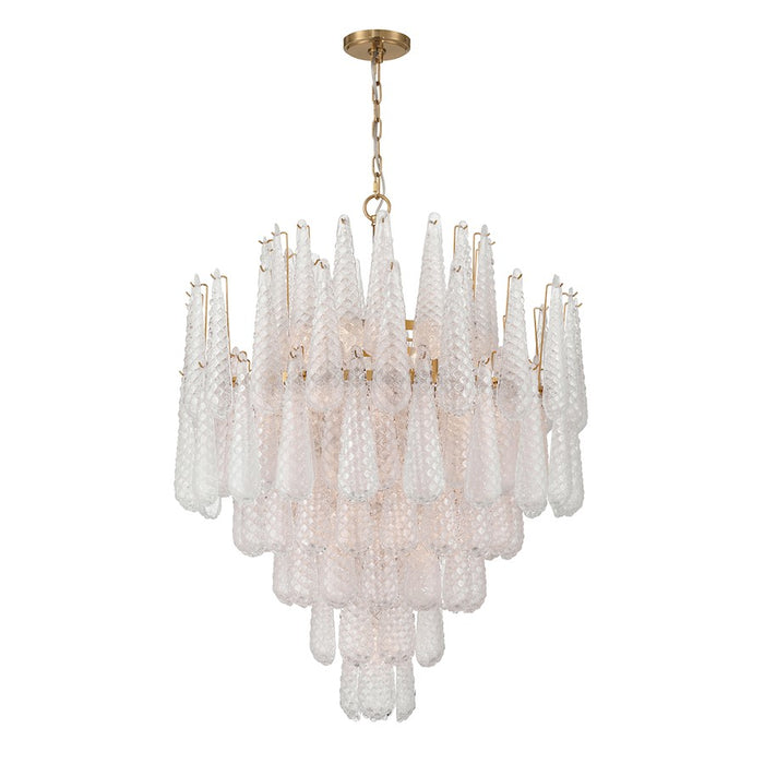 Crystorama Ollie 21 Light Chandelier, Brass/Sand Glass Clear - OLL-6008-AG-CL