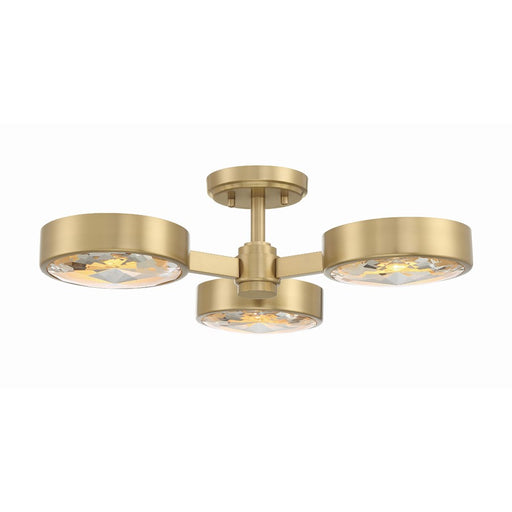 Crystorama Orson 3 Light Semi Flush Mount, Modern Gold/Clear