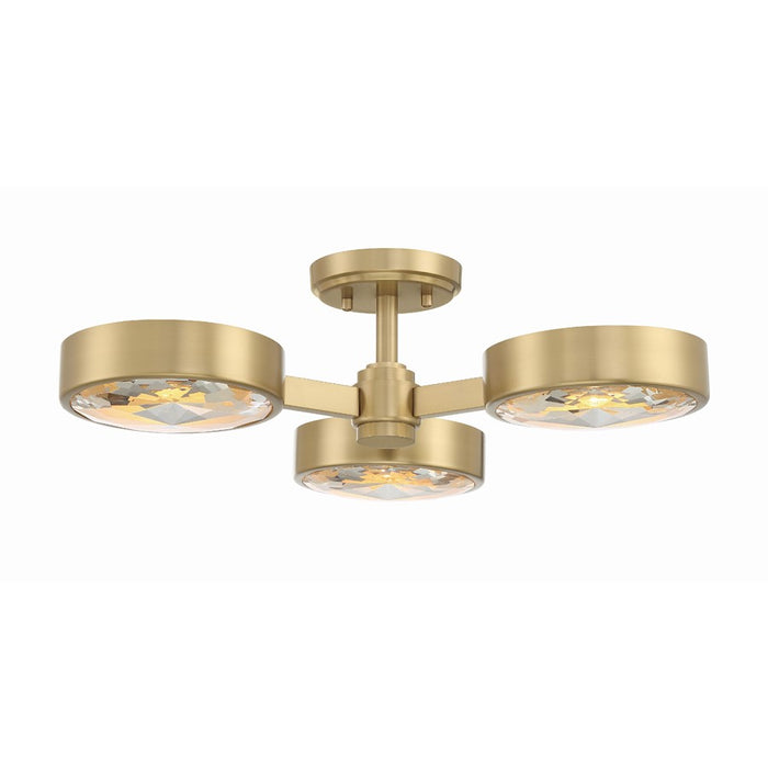 Crystorama Orson 3 Light Semi Flush Mount, Modern Gold/Clear