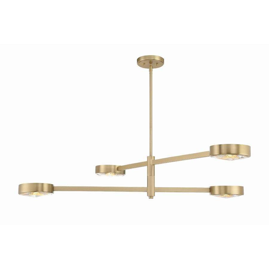 Crystorama Orson 4 Light Chandelier, Modern Gold/Clear