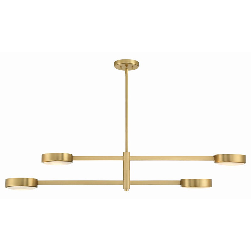 Crystorama Orson 4 Light Chandelier, Modern Gold/Stone