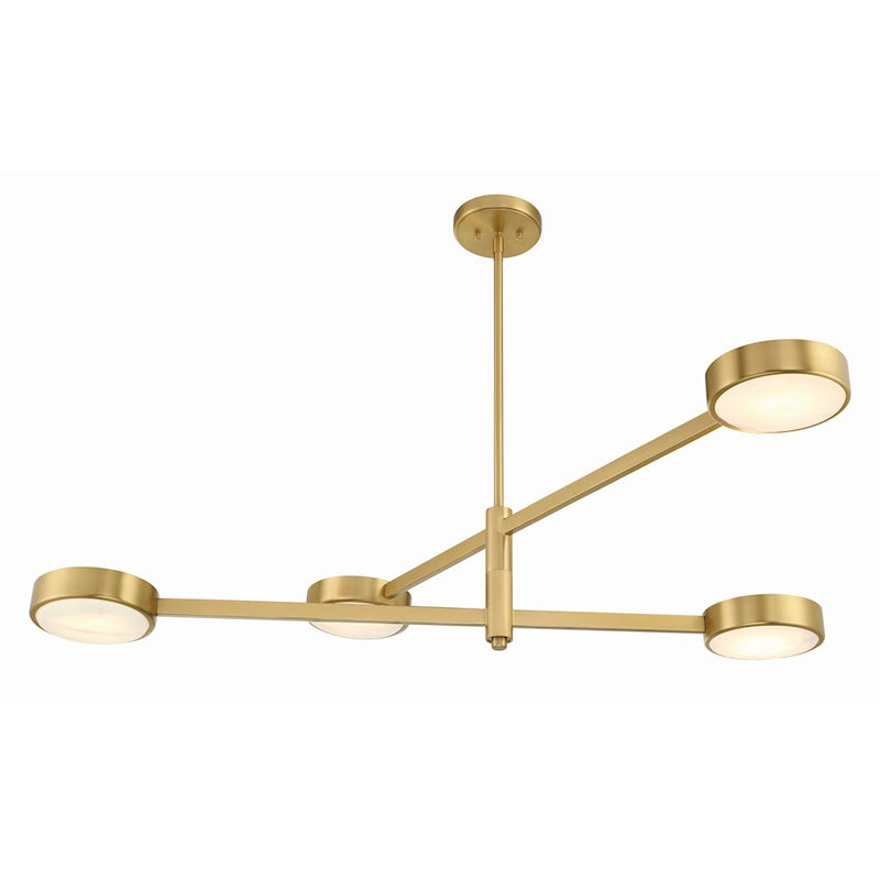 Crystorama Orson 4 Light Chandelier, Modern Gold/Stone