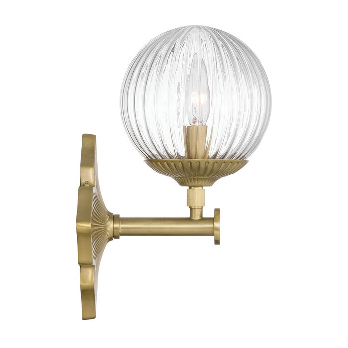 Crystorama Orly 1 Light 7.5" Sconce, Aged Brass/Clear