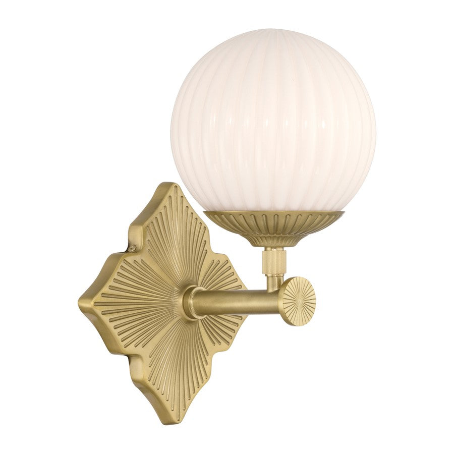Crystorama Orly 1 Light 7.5" Sconce, Aged Brass/White - ORY-1001-AG-WH