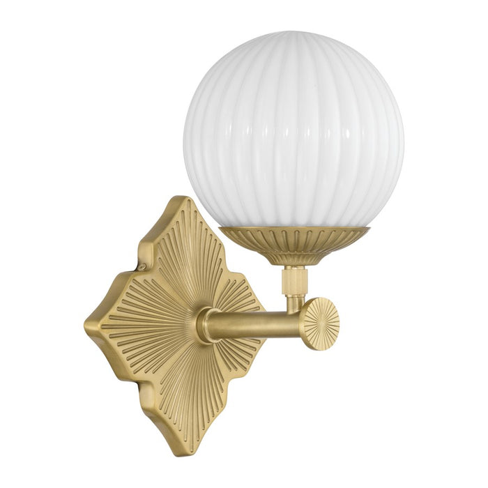Crystorama Orly 1 Light 7.5" Sconce, Aged Brass/White