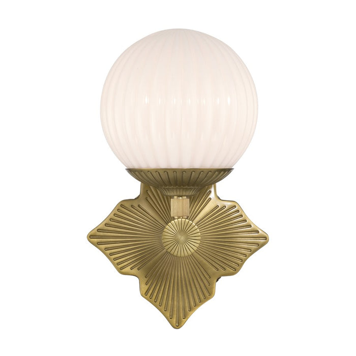 Crystorama Orly 1 Light 7.5" Sconce, Aged Brass/White