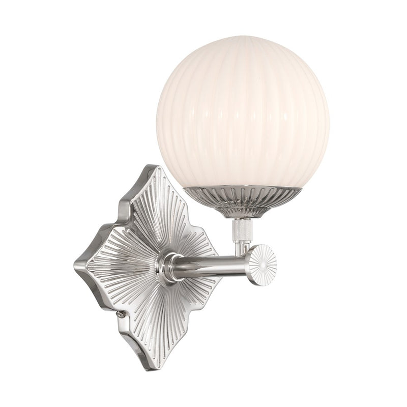Crystorama Orly 1 Light 7.5" Sconce, Polished Nickel/White