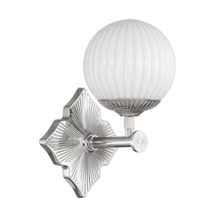 Crystorama Orly 1 Light 7.5" Sconce, Polished Nickel/White