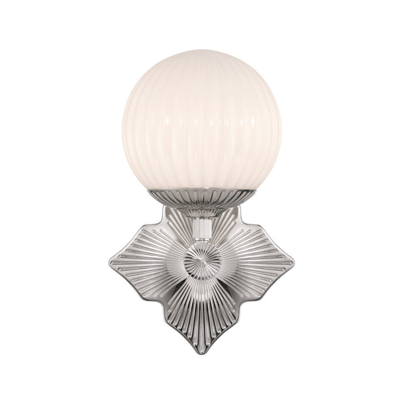 Crystorama Orly 1 Light 7.5" Sconce, Polished Nickel/White