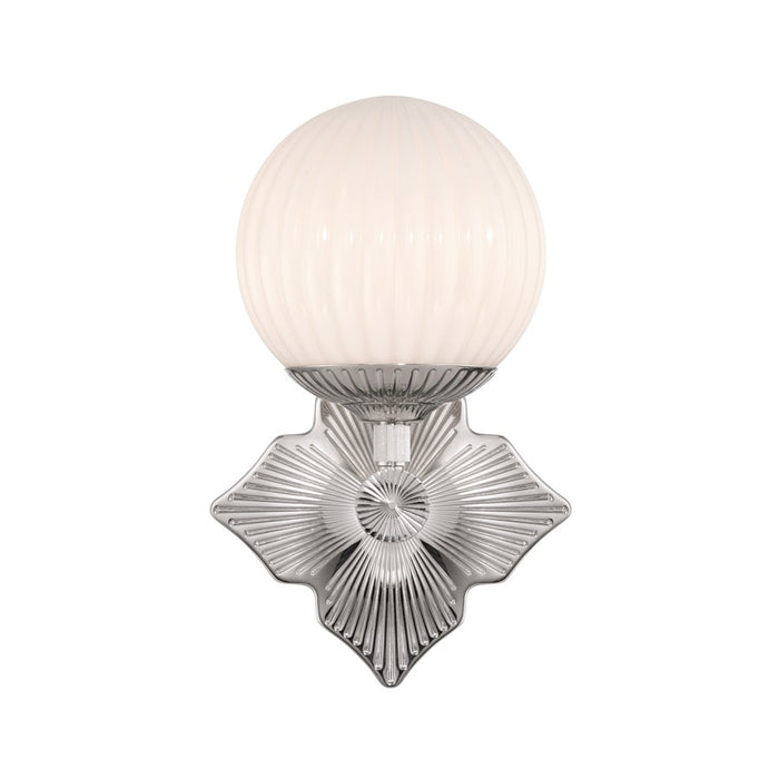 Crystorama Orly 1 Light 7.5" Sconce, Polished Nickel/White