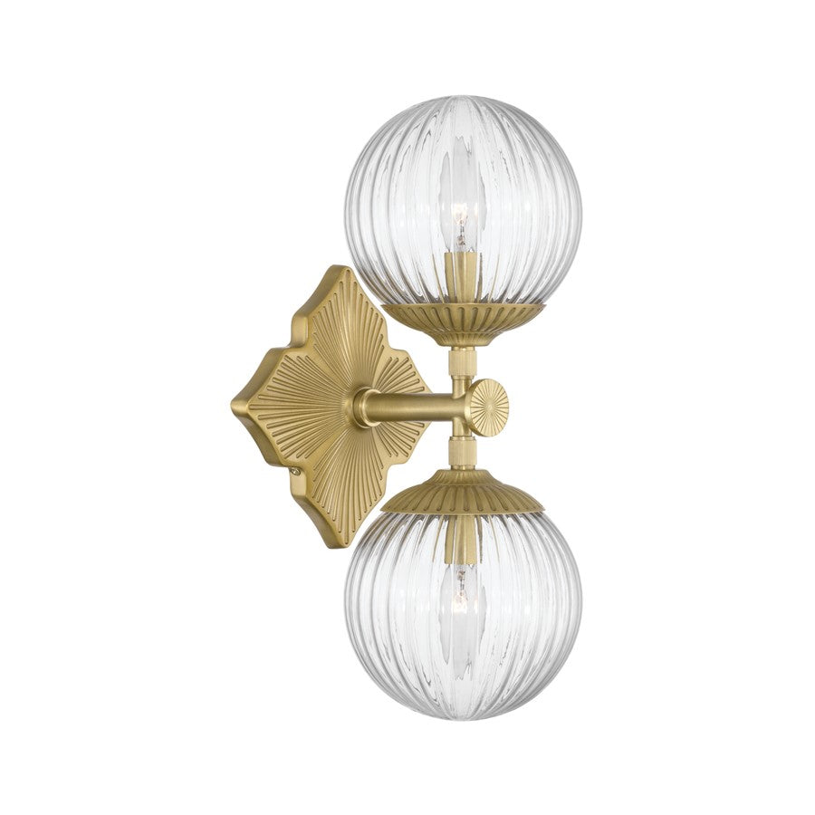 Crystorama Orly 2 Light 7.5" Sconce, Aged Brass/Clear - ORY-1002-AG-CL