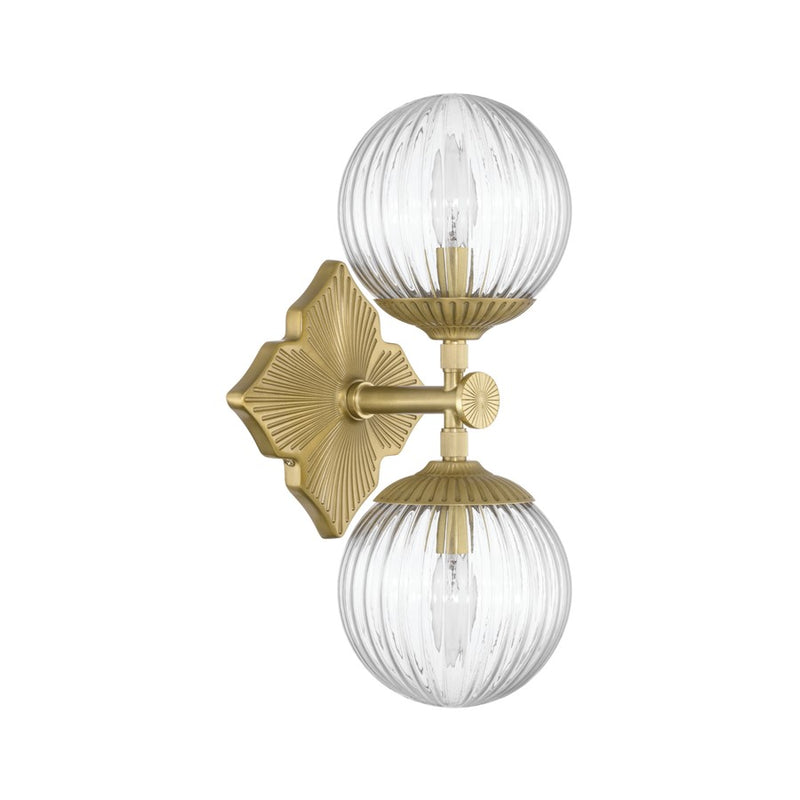 Crystorama Orly 2 Light 7.5" Sconce, Aged Brass/Clear