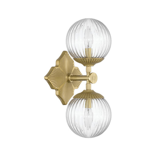 Crystorama Orly 2 Light 7.5" Sconce, Aged Brass/Clear