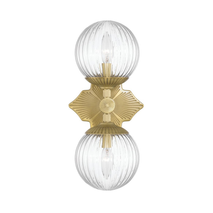 Crystorama Orly 2 Light 7.5" Sconce, Aged Brass/Clear