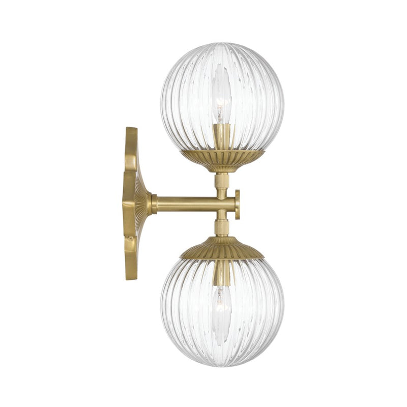 Crystorama Orly 2 Light 7.5" Sconce, Aged Brass/Clear