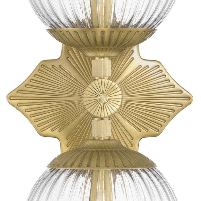 Crystorama Orly 2 Light 7.5" Sconce, Aged Brass/Clear