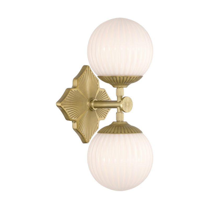 Crystorama Orly 2 Light 7.5" Sconce, Aged Brass/White