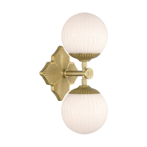 Crystorama Orly 2 Light 7.5" Sconce, Aged Brass/White - ORY-1002-AG-WH