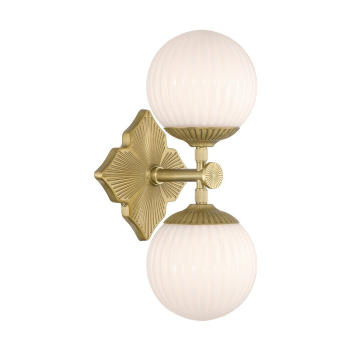 Crystorama Orly 2 Light 7.5" Sconce, Aged Brass/White - ORY-1002-AG-WH