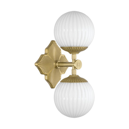 Crystorama Orly 2 Light 7.5" Sconce, Aged Brass/White