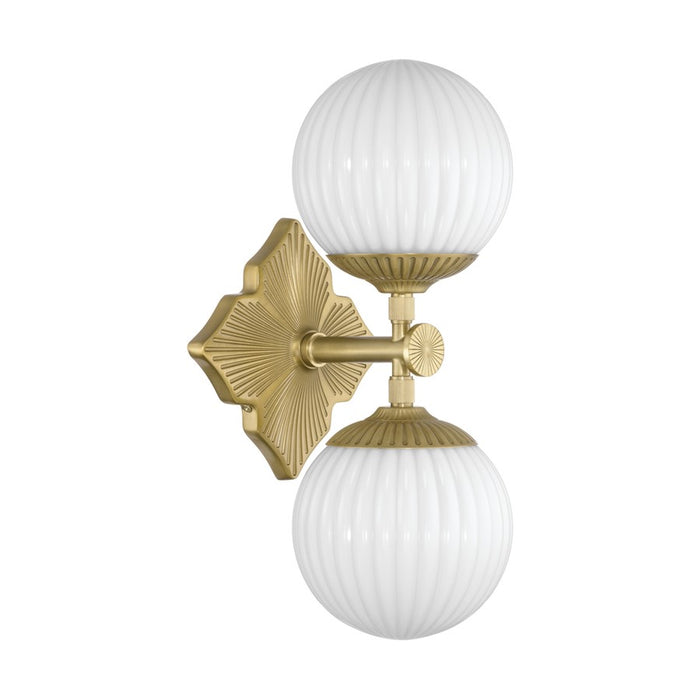 Crystorama Orly 2 Light 7.5" Sconce, Aged Brass/White