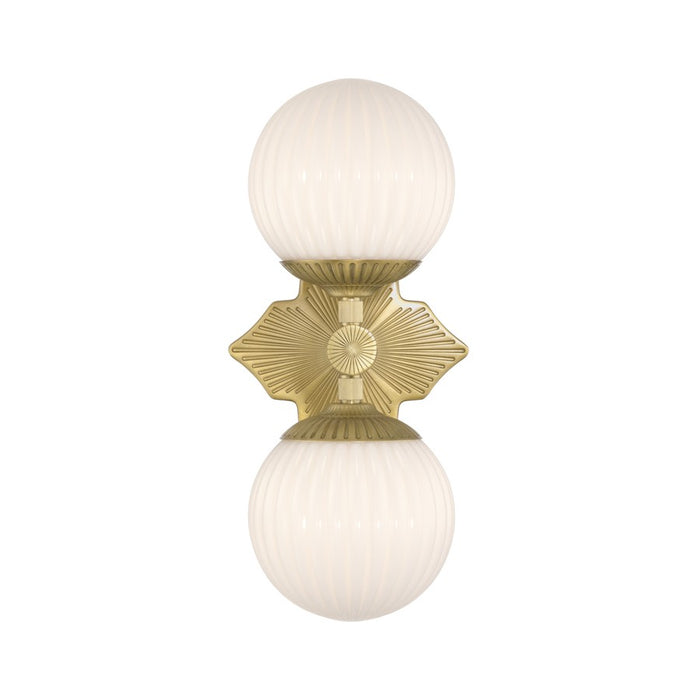 Crystorama Orly 2 Light 7.5" Sconce, Aged Brass/White