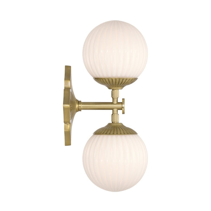 Crystorama Orly 2 Light 7.5" Sconce, Aged Brass/White