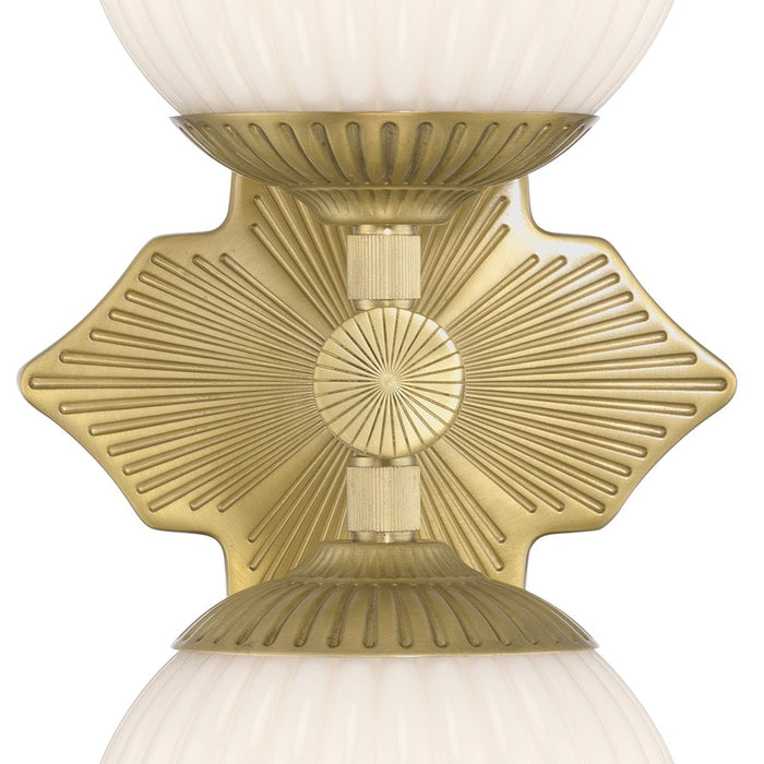 Crystorama Orly 2 Light 7.5" Sconce, Aged Brass/White