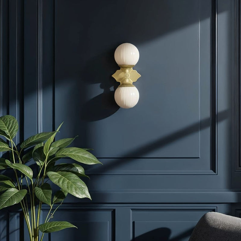 Crystorama Orly 2 Light 7.5" Sconce, Aged Brass/White