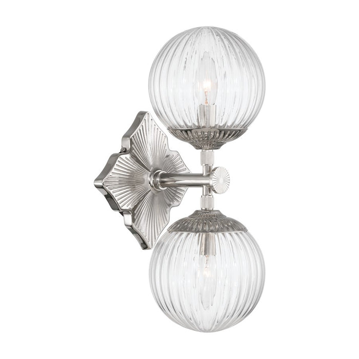 Crystorama Orly 2 Light 7.5" Sconce, Polished Nickel/Clear