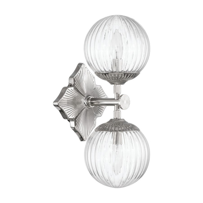 Crystorama Orly 2 Light 7.5" Sconce, Polished Nickel/Clear